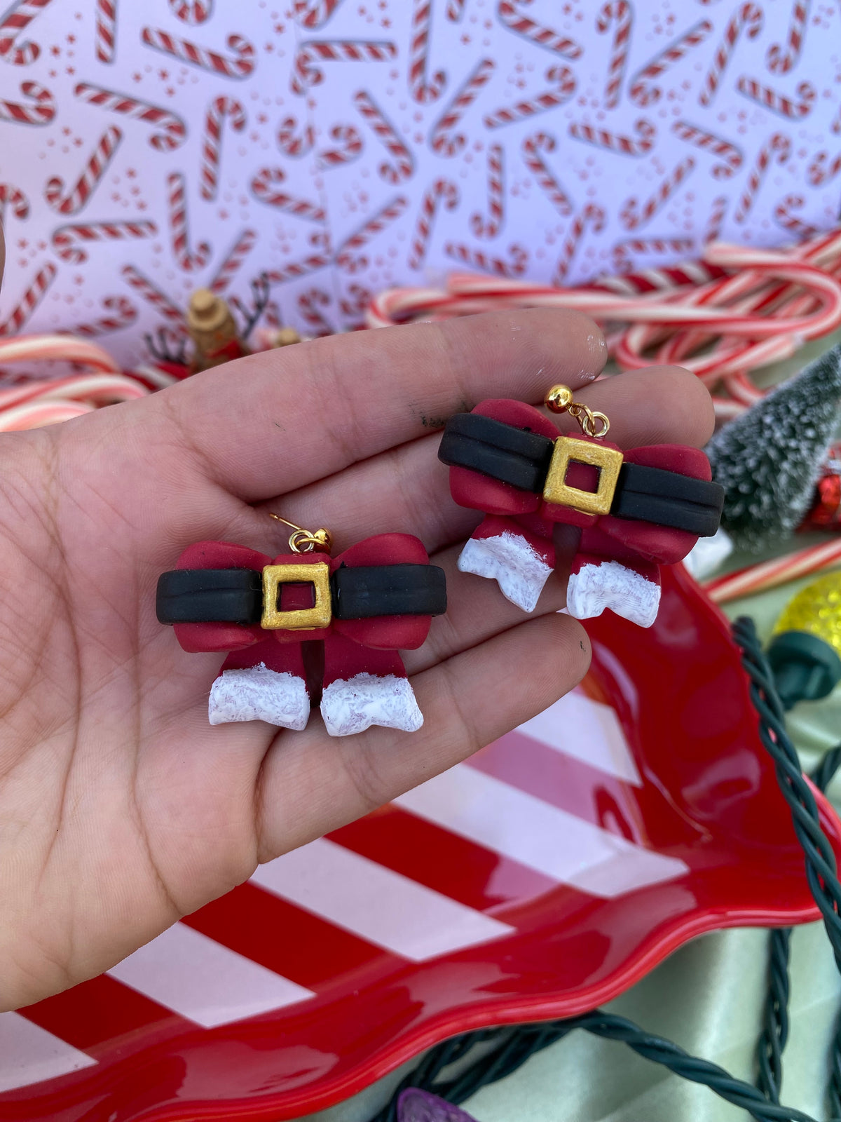 Santa Baby Ribbon Studs
