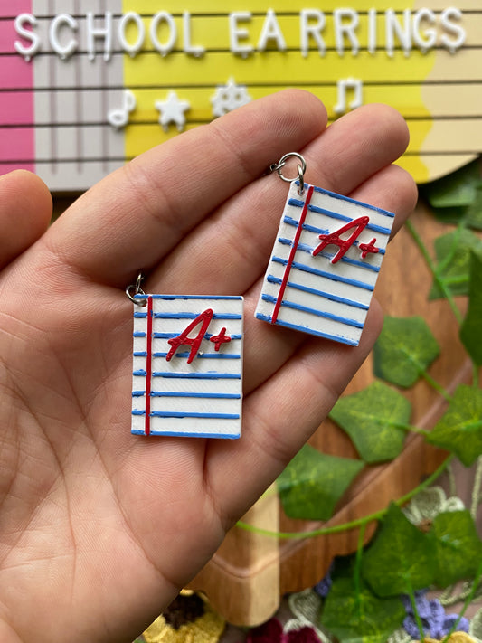 A+ Essay Paper Earrings