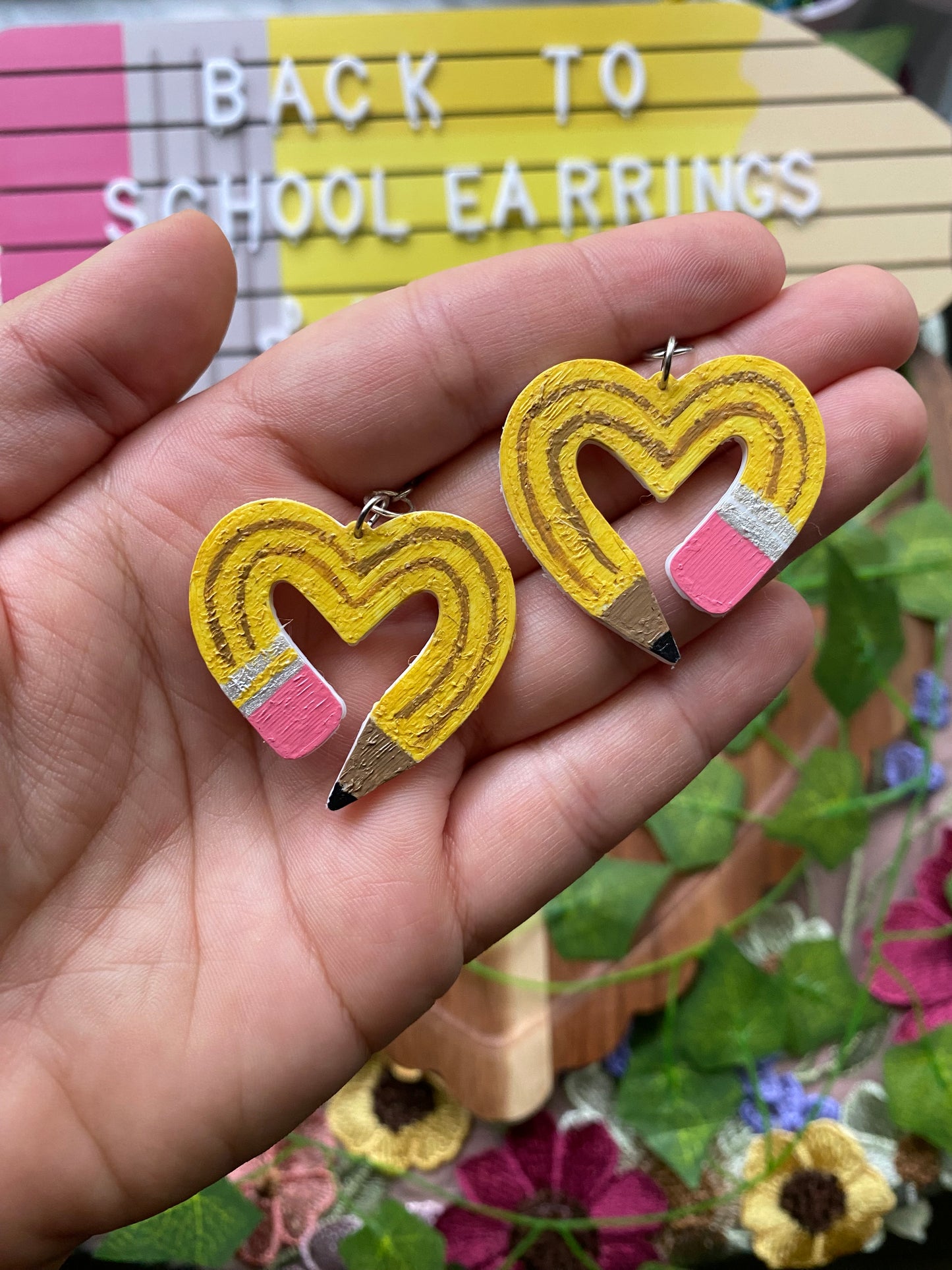 Heart Shaped Pencil Earrings