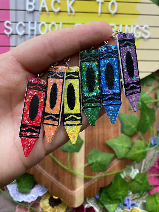 Glittery Crayons Upside Down Earrings