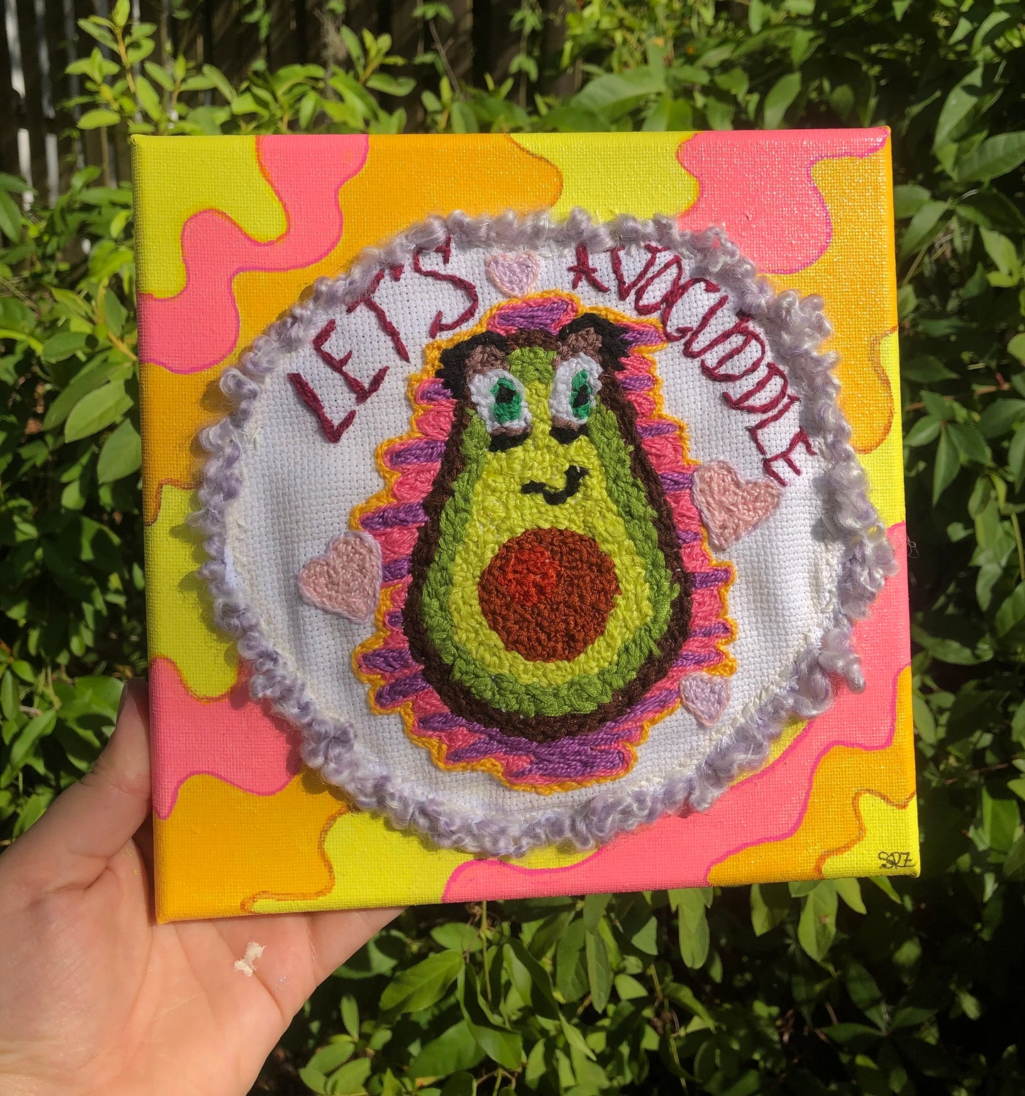 Let's AvoCuddle Mixed-Media Painting