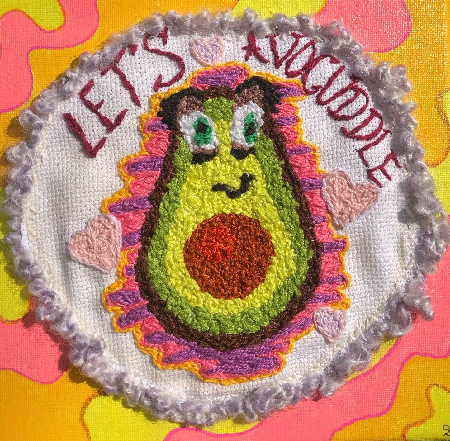 Let's AvoCuddle Mixed-Media Painting