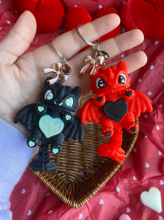 Whimsical Valentine Dragon Keychains