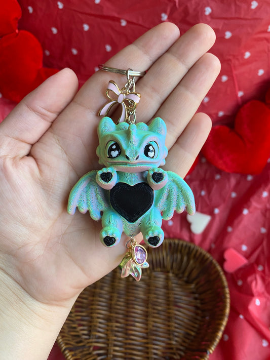 Whimsical Valentines Color-Shift Dragons Keychains
