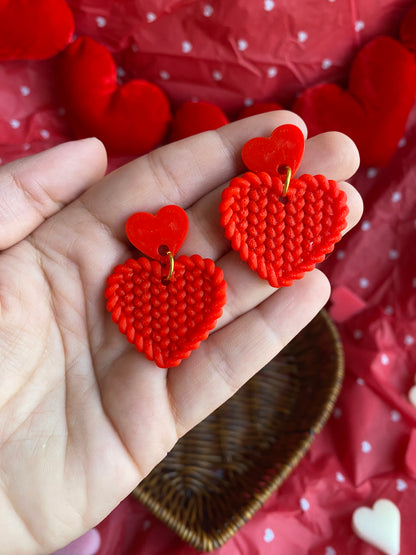 Knitted heart Studs