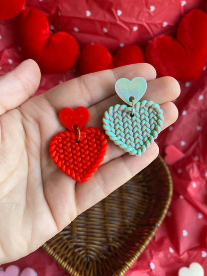 Knitted heart Studs
