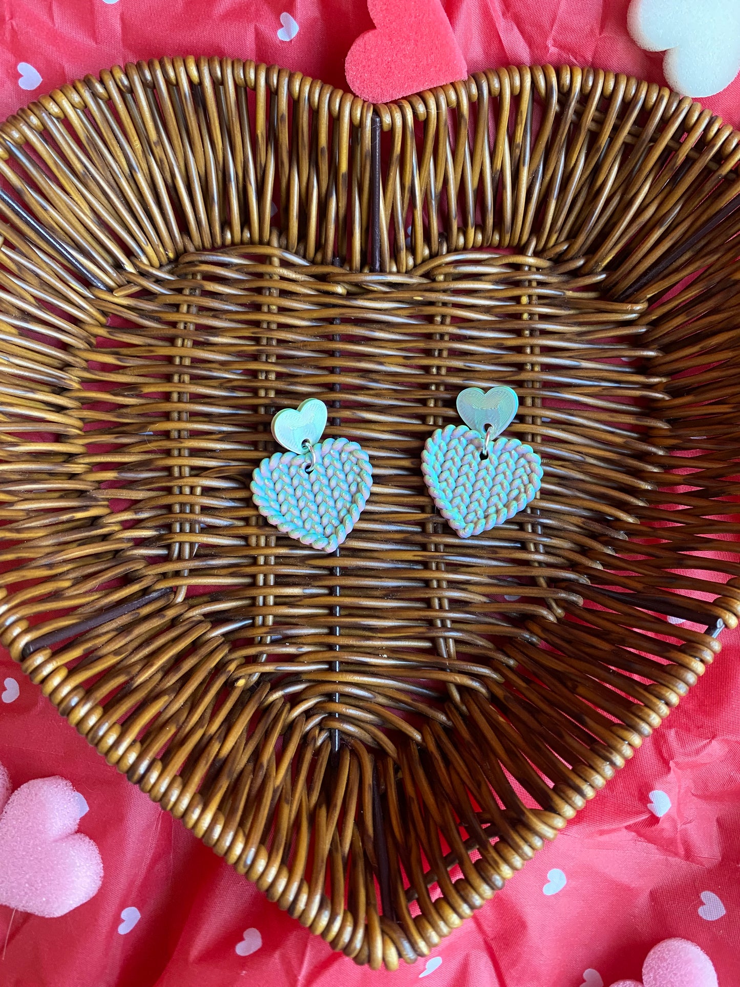 Knitted heart Studs