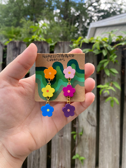 Groovy Flower Dangle Earring Studs