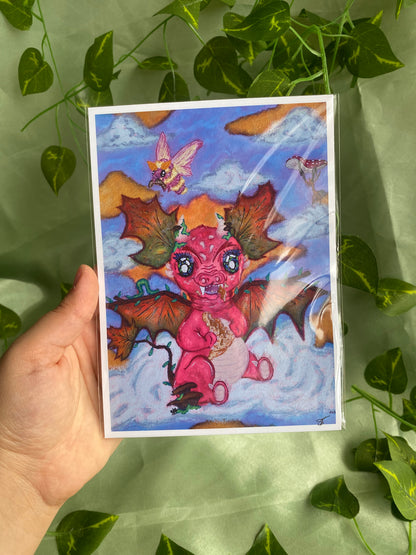 Four Critters of the Autumn Cloud Skies Art Print