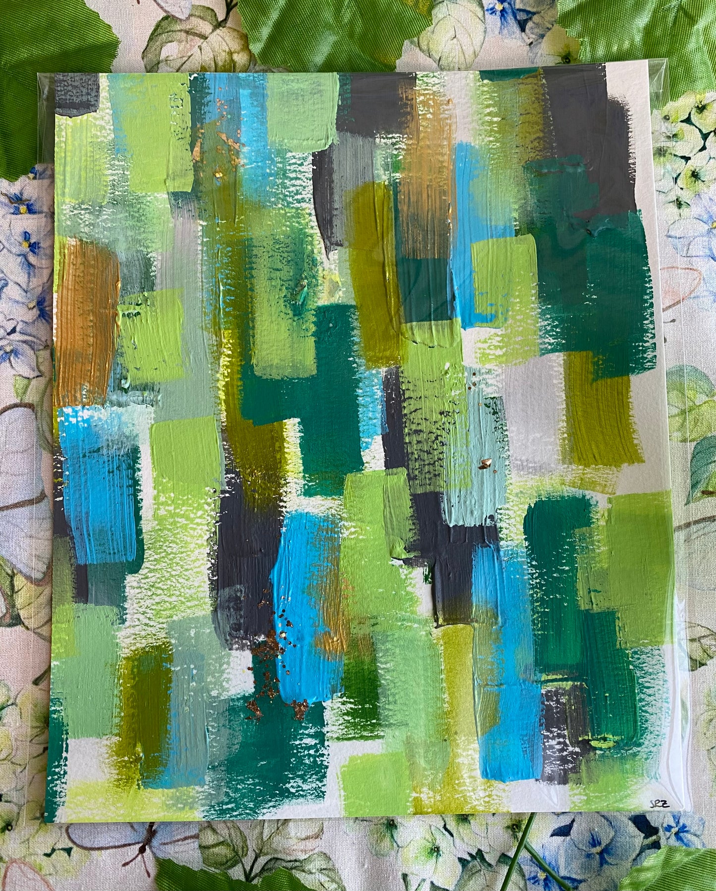 Green Pastures Abstract Painting