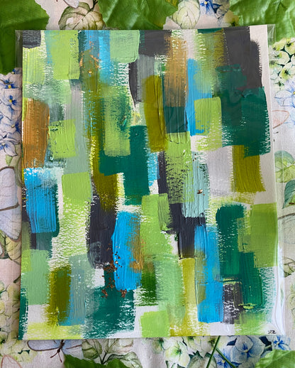 Green Pastures Abstract Painting