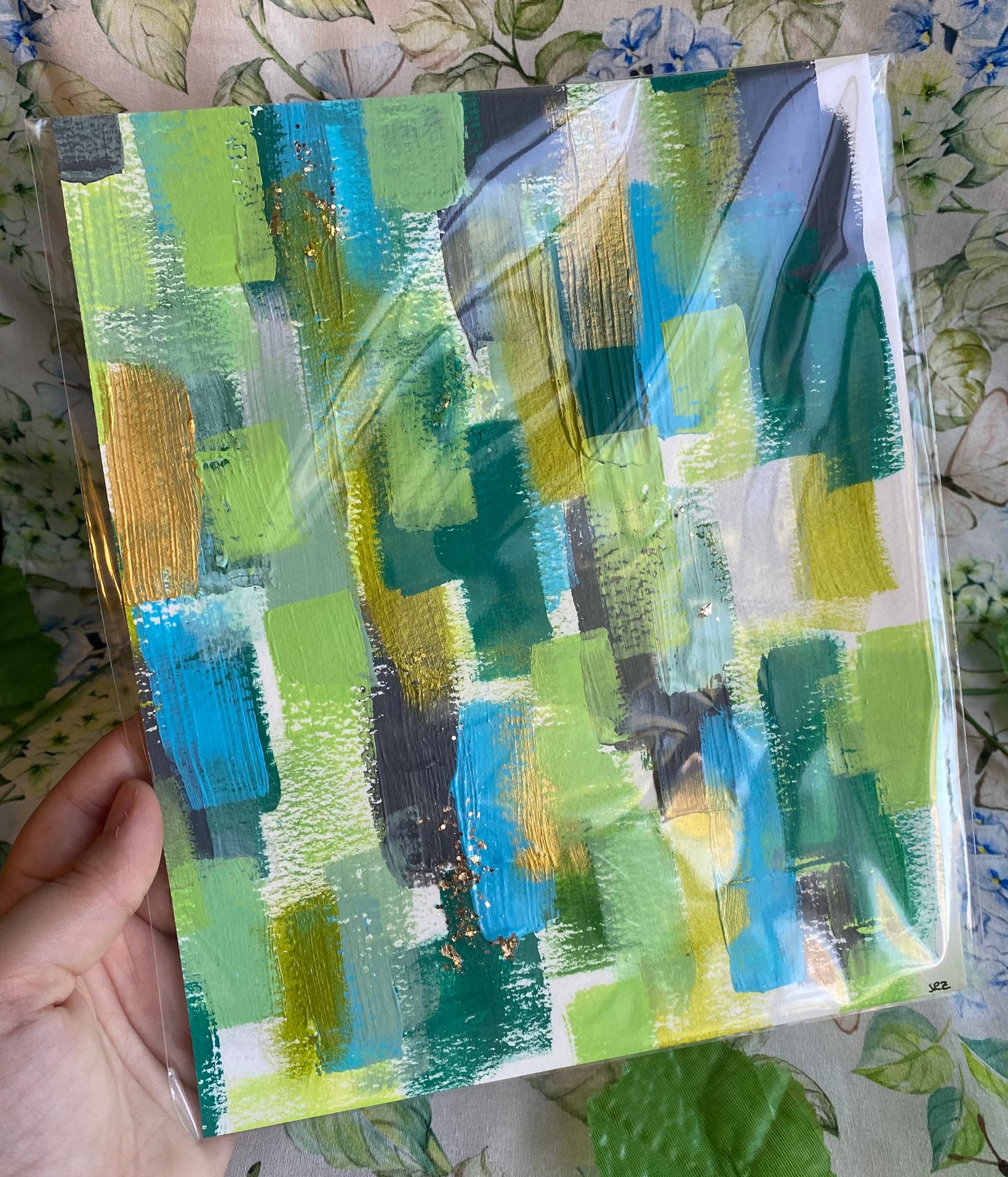 Green Pastures Abstract Painting