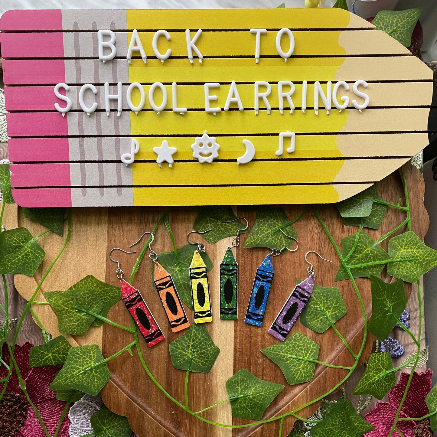 Glittery Crayon Earrings