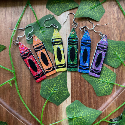 Glittery Crayon Earrings