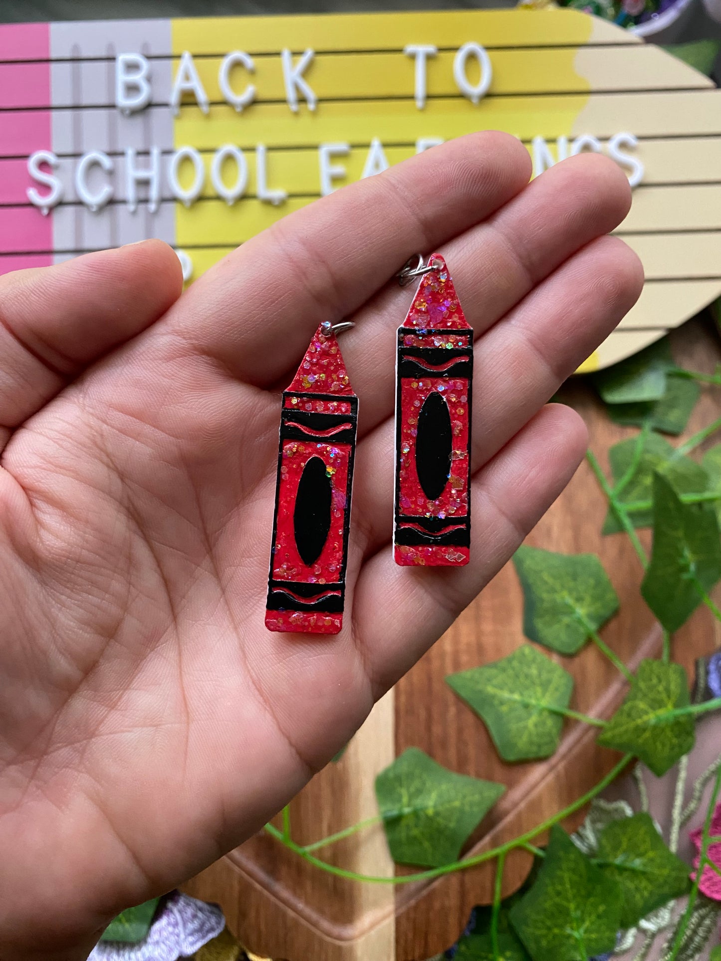 Glittery Crayon Earrings
