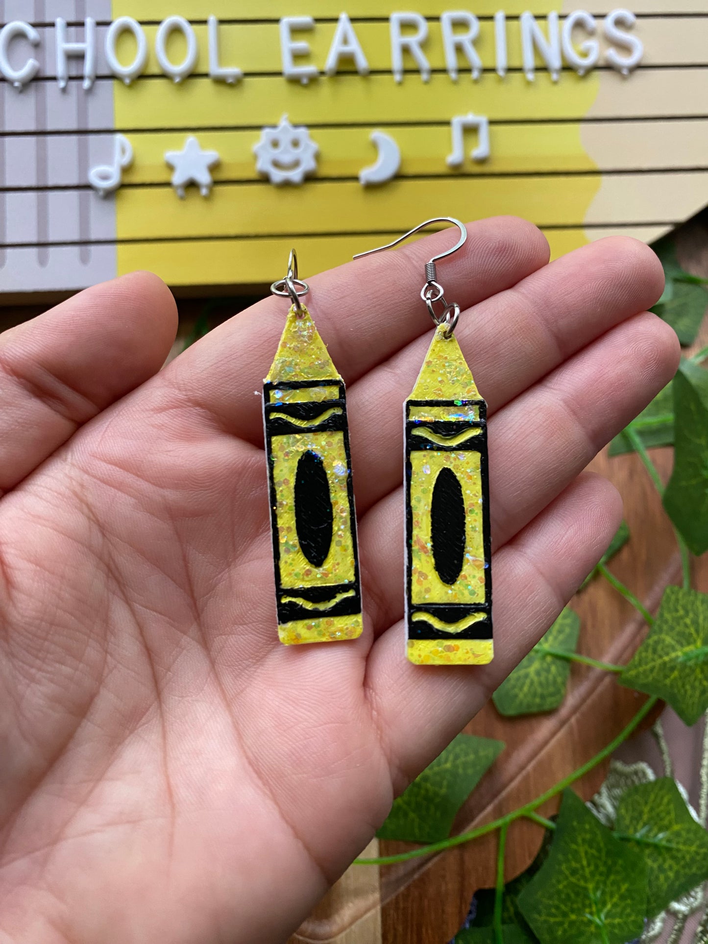 Glittery Crayon Earrings