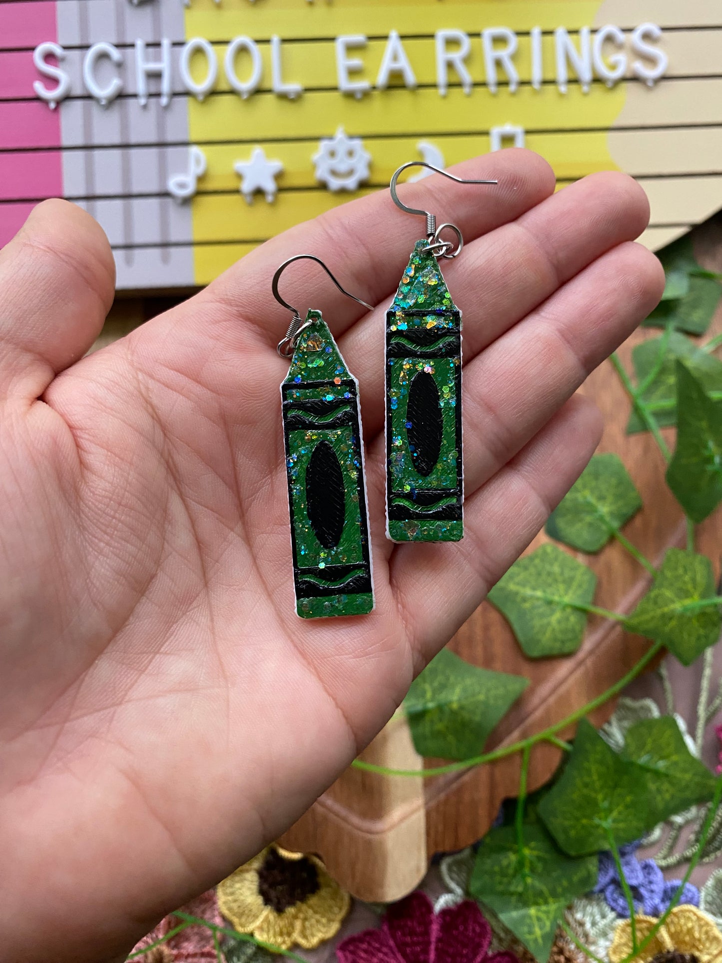 Glittery Crayon Earrings