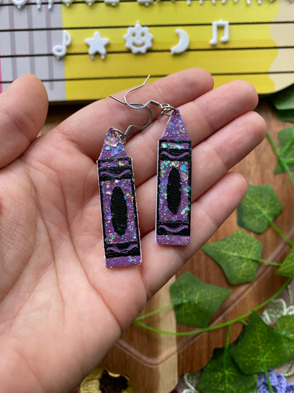 Glittery Crayon Earrings