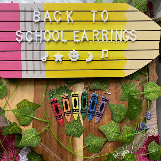 Glittery Crayons Upside Down Earrings