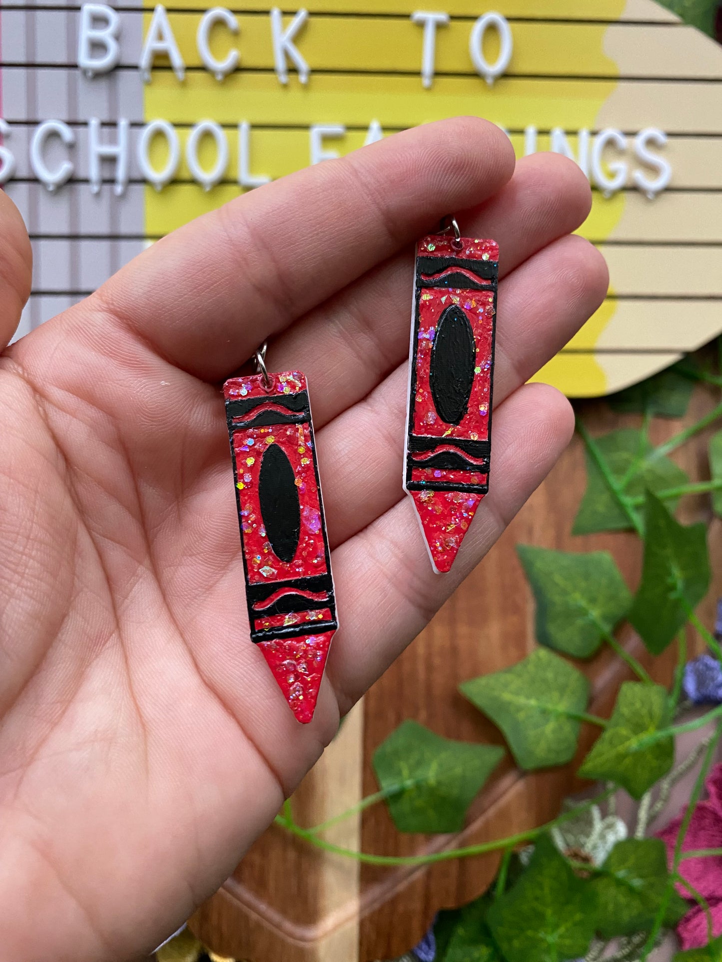 Glittery Crayons Upside Down Earrings