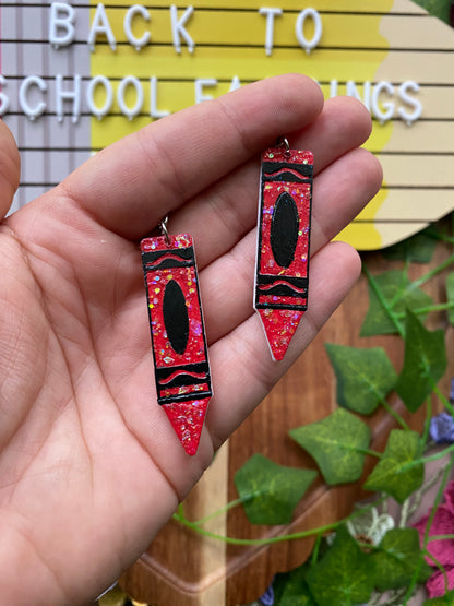 Glittery Crayons Upside Down Earrings