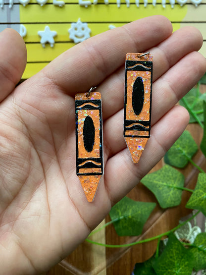 Glittery Crayons Upside Down Earrings