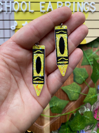 Glittery Crayons Upside Down Earrings