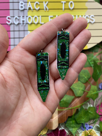 Glittery Crayons Upside Down Earrings