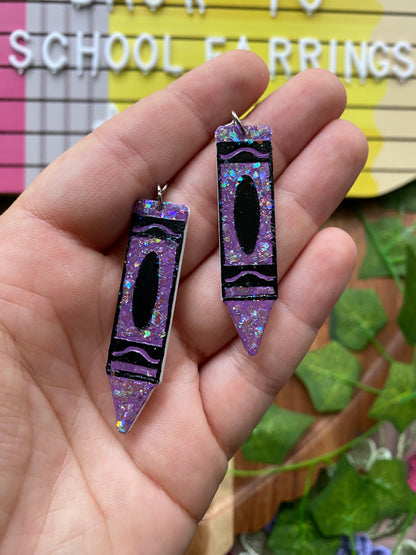 Glittery Crayons Upside Down Earrings