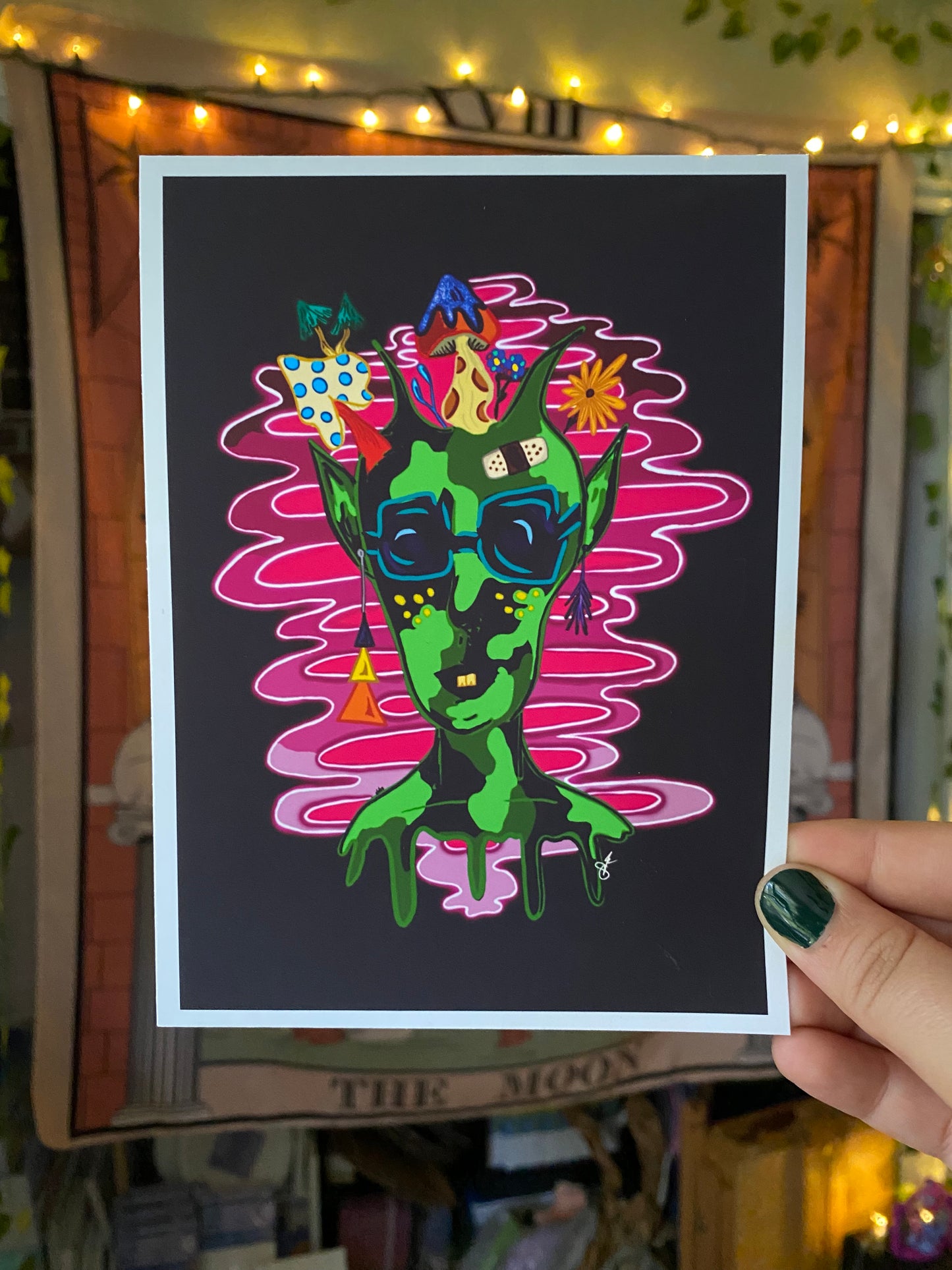 Psychedelic Neon Waves Print