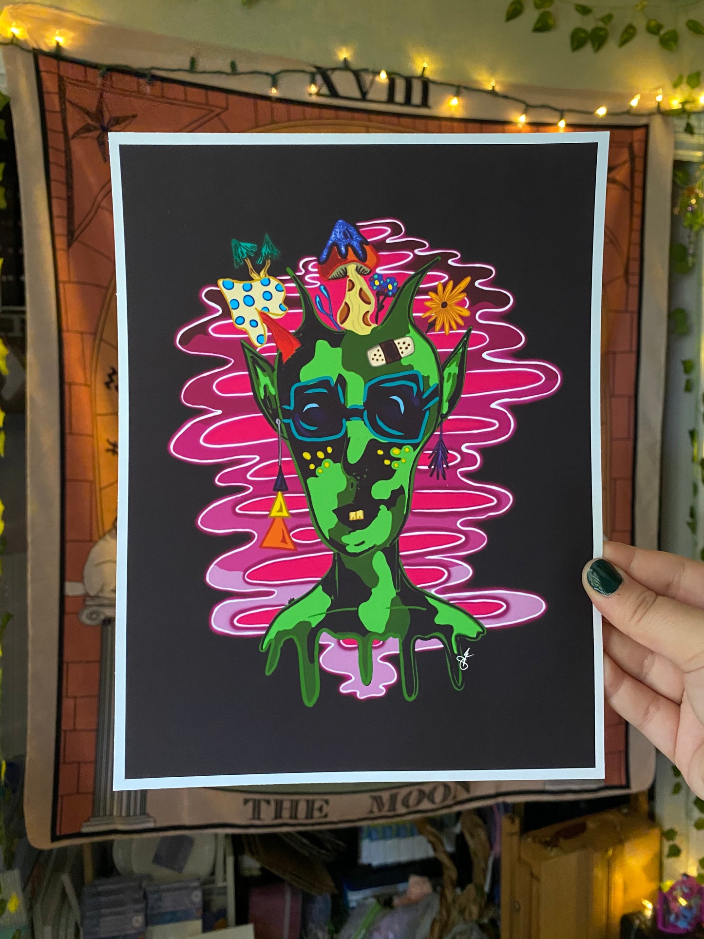 Psychedelic Neon Waves Print