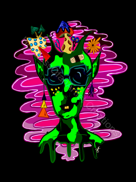 Psychedelic Neon Waves Print