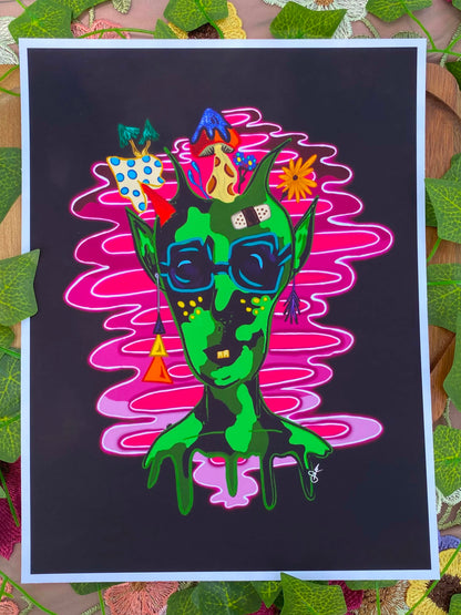 Psychedelic Neon Waves Print