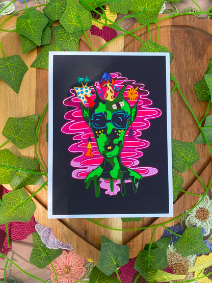 Psychedelic Neon Waves Print